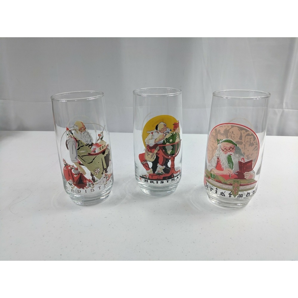 Vintage Coca Cola Norman Rockwell Santa Glasses Christmas Coke 6" 1920 1922 1926